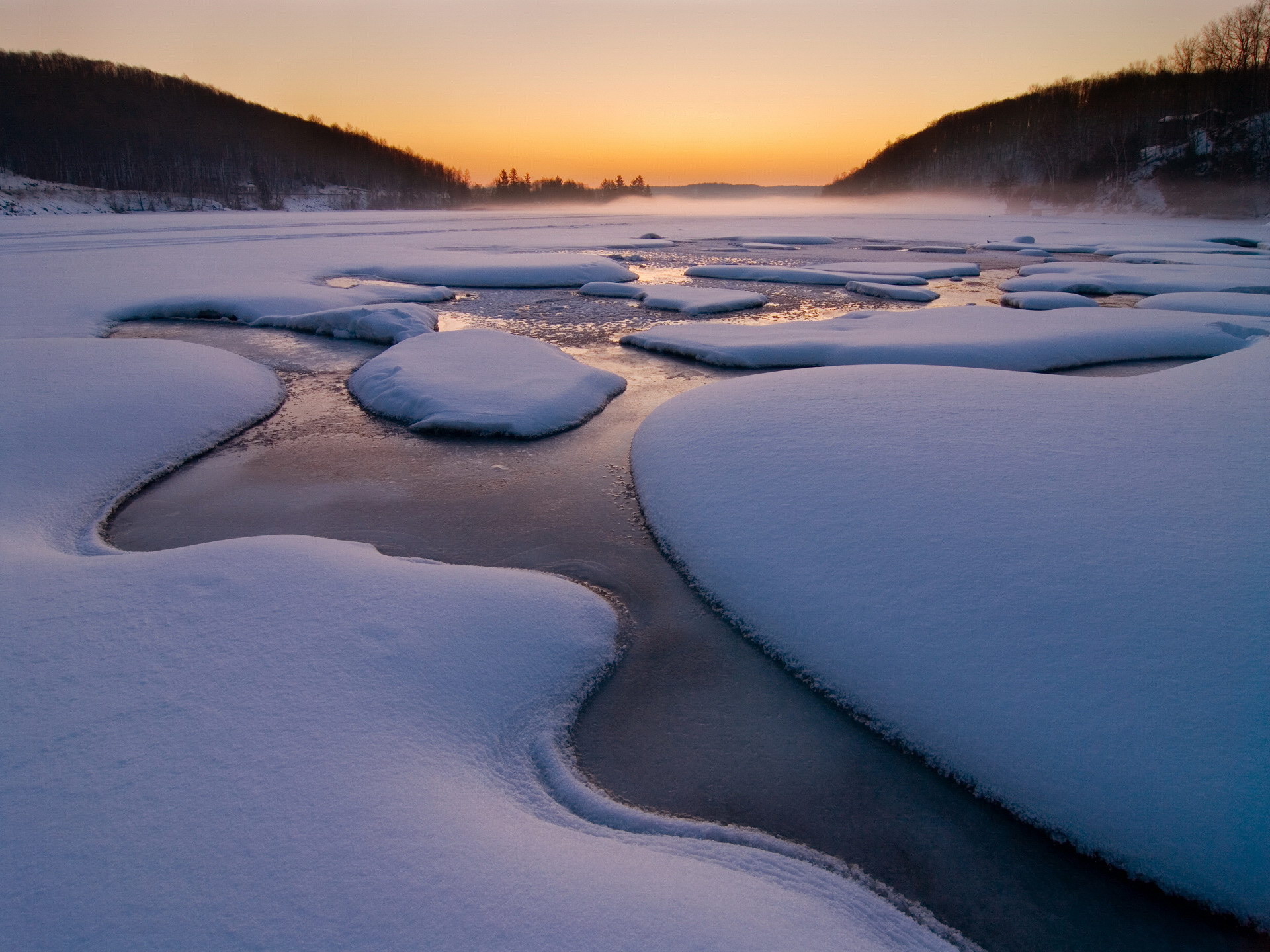 frozen-river-at-sunset